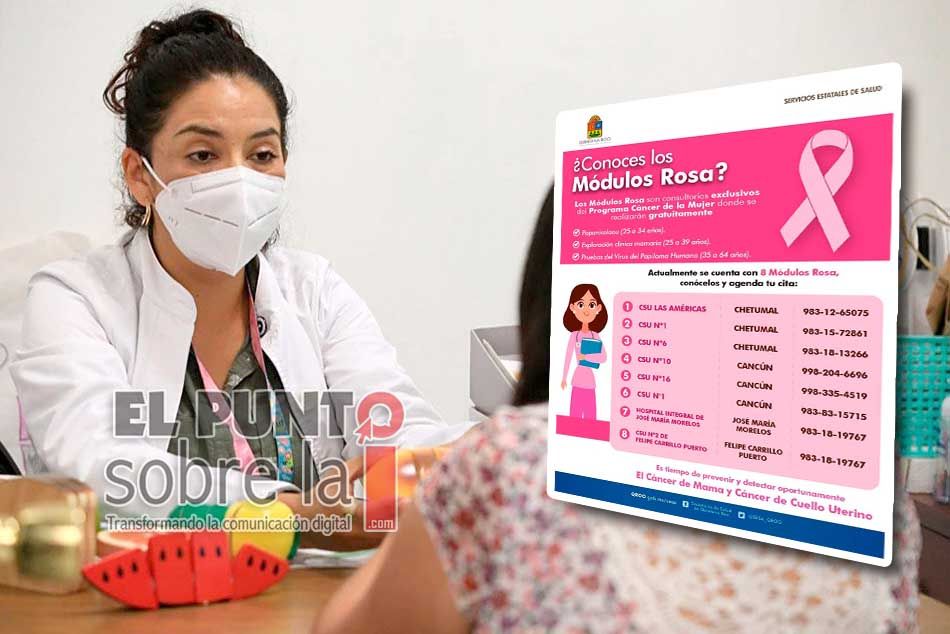Implementan en Quintana Roo los módulos rosas para detectar el cáncer de mama y cervicouterino
