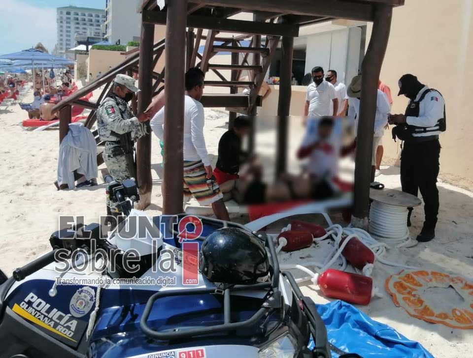 Primer incidente del “spring break” en Cancún, rescatan a canadiense que no podía salir del mar