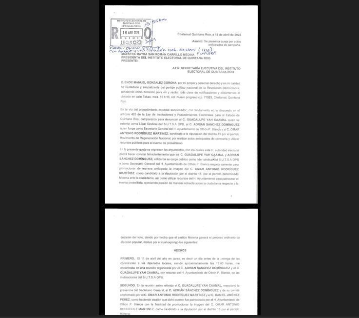 Denuncian a Omar Rodríguez Martínez por actos anticipados de campaña