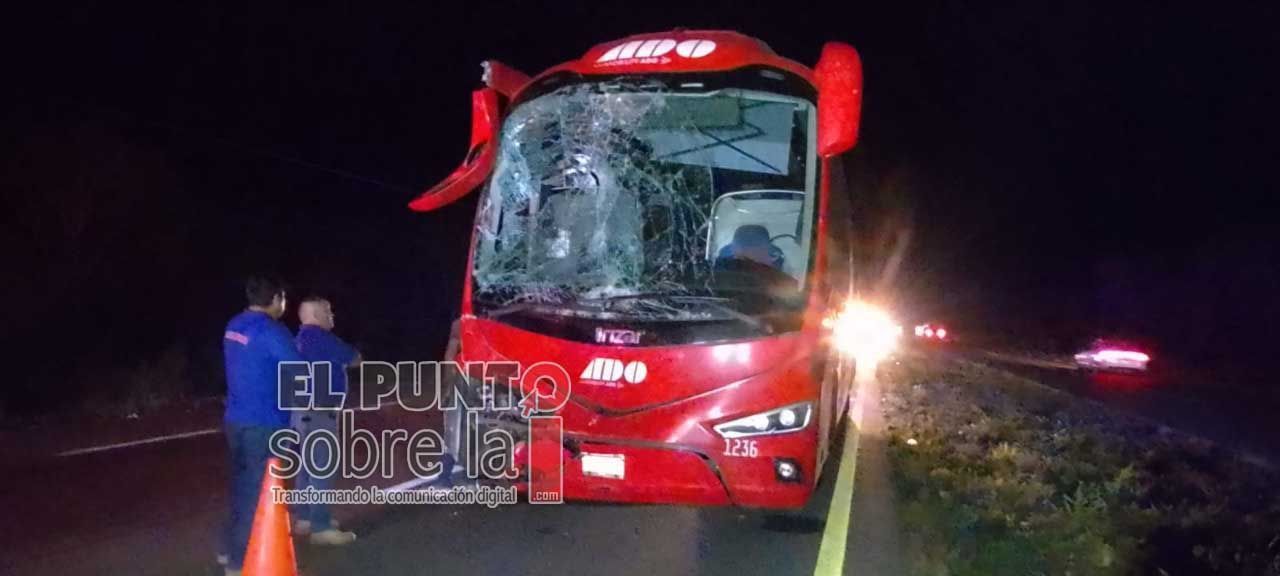 Se impacta camión de pasajeros con camioneta particular en la carretera Cancún-Mérida