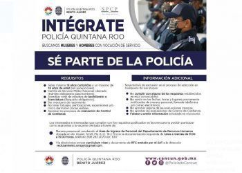 Policía Quintana Roo de Benito Juárez, mantiene convocatoria para interesados en sumarse a ella