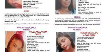 Buscan a cuatro jóvenes desaparecidas en distintos municipios de Quintana Roo