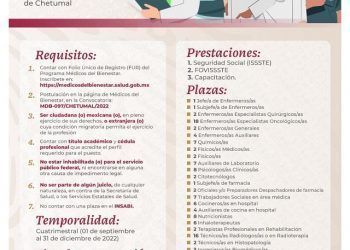 Publican convocatoria abierta para laborar en los hospitales de Tulum, Nicolás Bravo y el de Especialidades de Chetumal