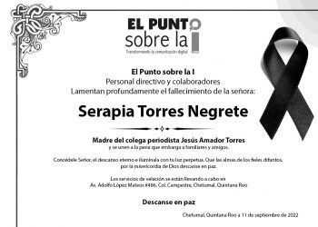 Nuestro mas sentido pésame al colega periodista Jesús Amador Torres