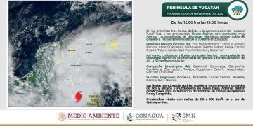 Lisa, huracán categoría 1, está a 170 km al sureste de Chetumal, Quintana Roo
