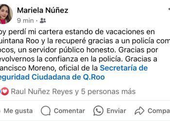 Policía de Quintana Roo entrega cartera perdida a turista