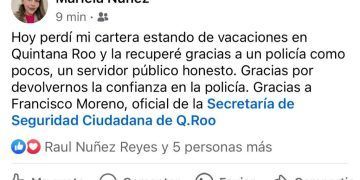 Policía de Quintana Roo entrega cartera perdida a turista