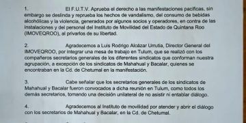 Se deslinda el FUTV de actos vandálicos en contra de instalaciones y personal de IMOVEQROO
