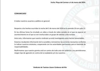 Habrá sanción ejemplar contra taxistas agresores de Playa del Carmen