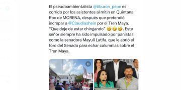 “Pepe Tiburón” no logra increpar a Claudia Sheinbaum