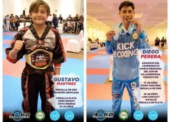 Gustavo Martínez y Diego Perea triunfan en el regional de kickboxing efectuado en Tabasco