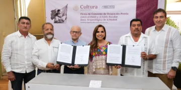 Ichkabal abrirá sus puertas al mundo, INAH y Ejido Bacalar firman histórico convenio para impulsar el turismo y la prosperidad compartida: Mara Lezama