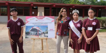 Anuncia Mara Lezama construcción de domo en Secundaria Técnica 10 “Francisco Zarco” en Leona Vicario