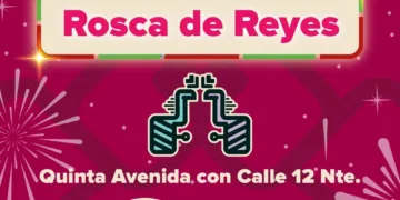 Todo listo para el tradicional corte de la monumental rosca de Reyes en Playa del Carmen