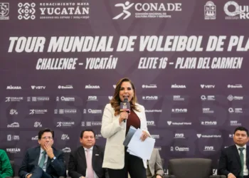 Anuncian Mara Lezama y Rommel Pacheco Tour Mundial de Voleibol de Playa Elite 16 en Playa del Carmen