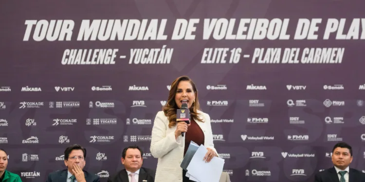 Anuncian Mara Lezama y Rommel Pacheco Tour Mundial de Voleibol de Playa Elite 16 en Playa del Carmen