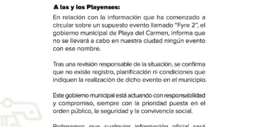 Playa del Carmen desmiente rumores sobre supuesto evento «Fyre 2»