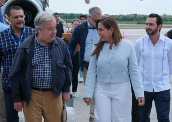 Recibe Mara Lezama en Cancún al Secretario General de la ONU, António Guterres y refrenda compromiso con la agenda global