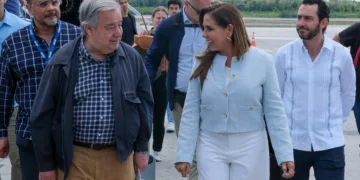 Recibe Mara Lezama en Cancún al Secretario General de la ONU, António Guterres y refrenda compromiso con la agenda global