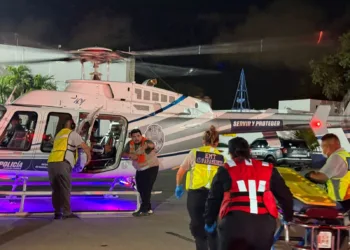 Helicóptero de la SSC Playa del Carmen realiza rescate aéreo luego de accidente en Puerto Morelos