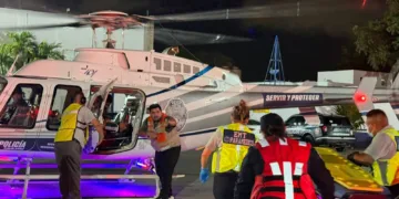 Helicóptero de la SSC Playa del Carmen realiza rescate aéreo luego de accidente en Puerto Morelos