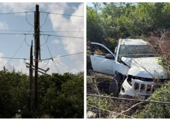 Accidente en la carretera federal Tulum – Akumal deja a una mujer lesionada y poste derribado