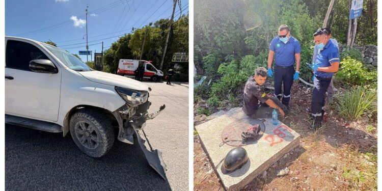 Motociclista Lesionado en Accidente Frente a Gypsy Market en Tulum por Exceso de Velocidad
