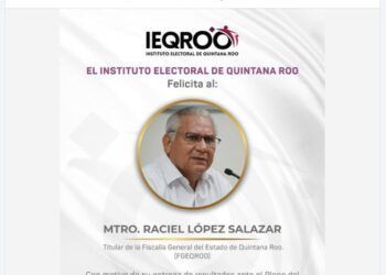 Cuestionan al IEQROO por felicitar al fiscal Raciel López Salazar