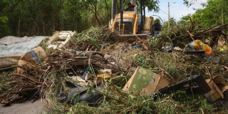 Realizan limpieza profunda de basurero clandestino en Chetumal
