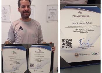 Tulum obtiene por cuarta ocasión la certificación Playa Platino y logra por primera vez la Bandera Blanca NOM 120