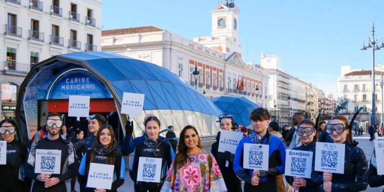 Caribe Mexicano se proyecta desde la Puerta del Sol en Madrid y alcanza a más de 6.5 millones de personas