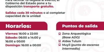 Activan transporte gratuito y rutas alternas por Air Show Tulum 2026