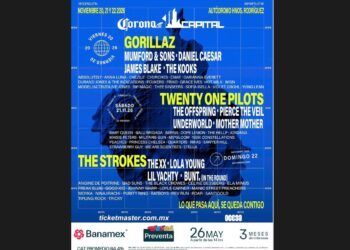 Corona Capital 2026 revela cartel con más de 65 bandas; Gorillaz, The Strokes y Twenty One Pilots encabezan el festival