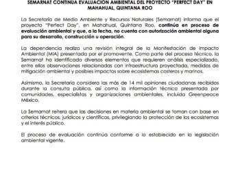 Semarnat mantiene en evaluación proyecto “Perfect Day” en Mahahual; aún sin autorización ambiental