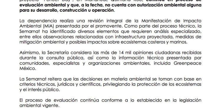 Semarnat mantiene en evaluación proyecto “Perfect Day” en Mahahual; aún sin autorización ambiental
