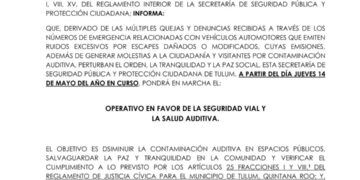 Tulum lanza operativo contra motos y autos ruidosos; habrá sanciones desde el 14 de mayo