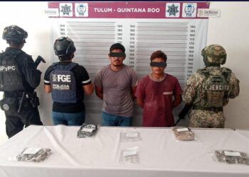 Caen dos presuntos narcomenudistas en Tulum con más de 78 dosis de droga