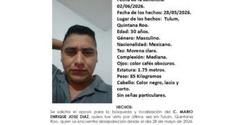 Activan ficha de búsqueda por desaparición de joven en Tulum