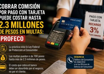 Cobrar comisión por pago con tarjeta puede generar multas de hasta 2.3 millones de pesos: Profeco