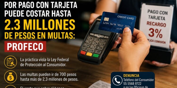 Cobrar comisión por pago con tarjeta puede generar multas de hasta 2.3 millones de pesos: Profeco