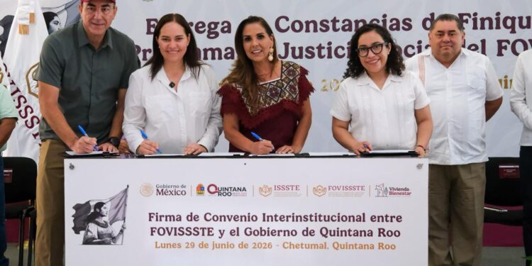 Gobierno de Quintana Roo y FOVISSSTE firman convenio para cancelar hipotecas; beneficiará a más de 27 mil acreditados