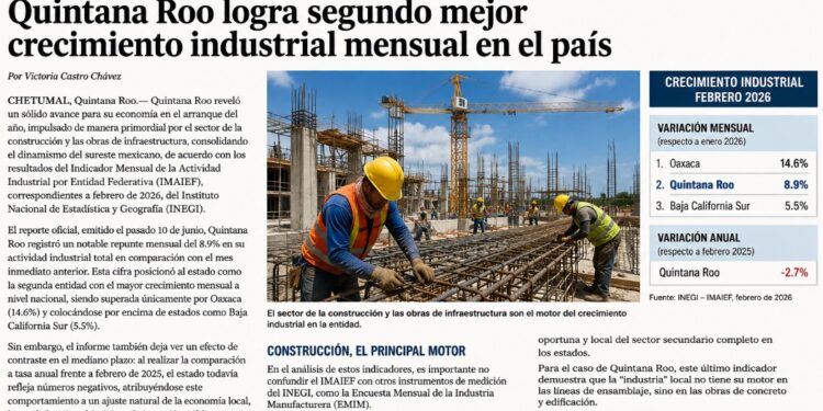 Quintana Roo registra el segundo mayor crecimiento industrial del país impulsado por la construcción