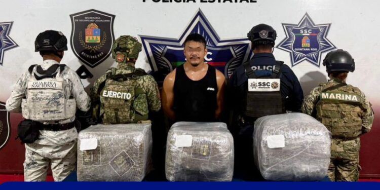 Detienen a “Morelos” con 30 kilos de presunta marihuana en Cancún