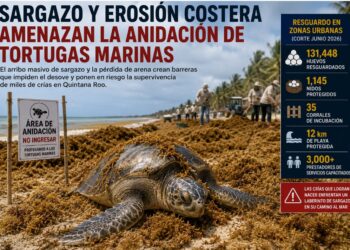 Sargazo y erosión costera amenazan la temporada de anidación de tortugas marinas