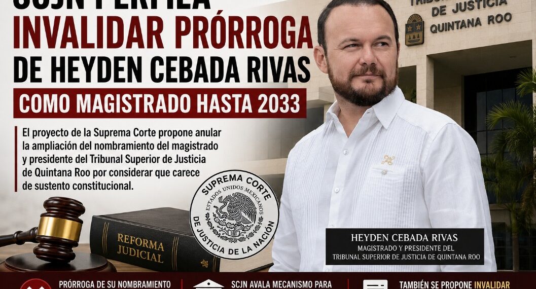 SCJN perfila invalidar prórroga de Heyden Cebada Rivas como magistrado hasta 2033