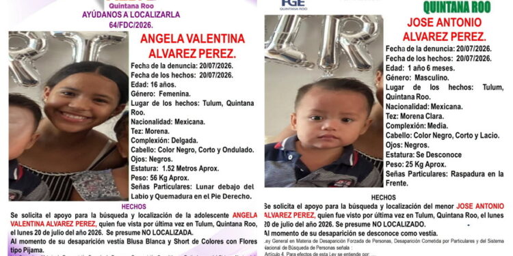 Buscan a dos menores desaparecidos en Tulum; investigan posible sustracción familiar