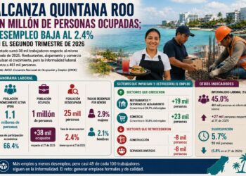 Quintana Roo alcanza un millón de personas ocupadas; desempleo baja a 2.4%