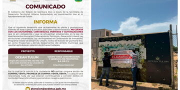 Gobierno de Quintana Roo alerta sobre desarrollo inmobiliario en Tulum; pide no comprar ni rentar en Ocean Tulum