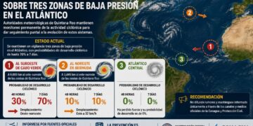 Vigilan tres zonas de baja presión en el Atlántico; una alcanza 70% de probabilidad ciclónica