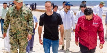 Tulum refuerza estrategia nacional contra el sargazo; autoridades revisan acciones en playas